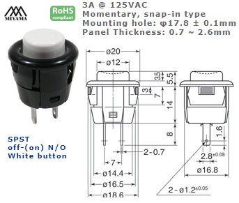 44-530N‐155 PUSH BUTTON SWITCH