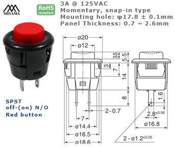 44-532N‐155 PUSH BUTTON SWITCH
