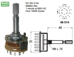 48-514-110 ROTARY SWITCH 4 POLE 3 POSITION